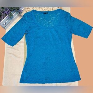 Express Vibrant Blue Lace Blouse